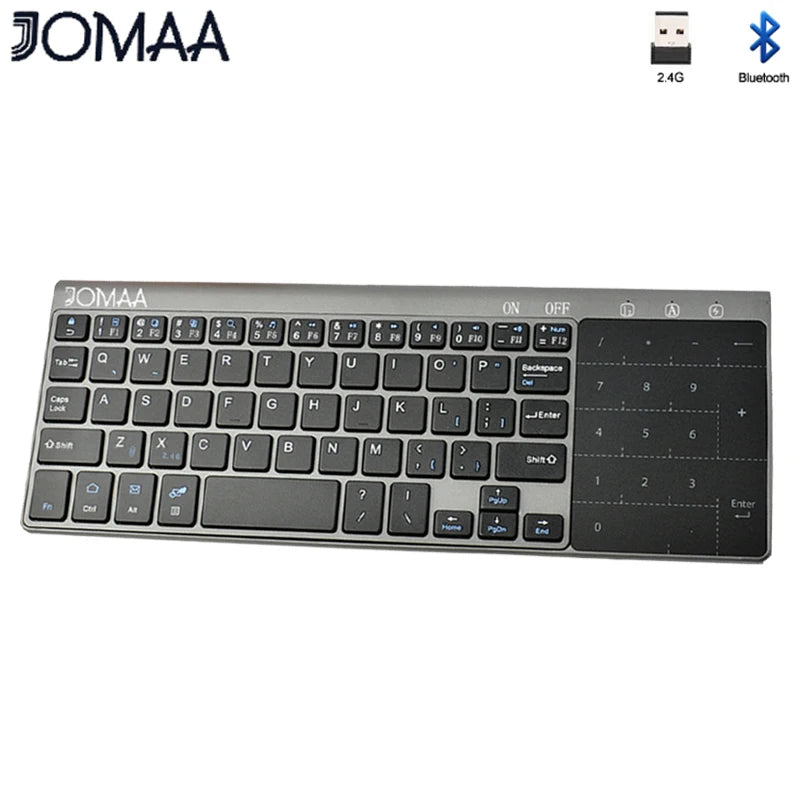 Slim 2.4G Wireless Keyboard with Touchpad — USB Numeric Keypad for Android, Windows, Desktop, Laptop & TV Box