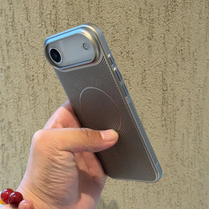 Metallic Heat Dissipation Mesh Phone Case - MagSafe Magnetic Hard Thin Cover for iPhone 11-17 Series