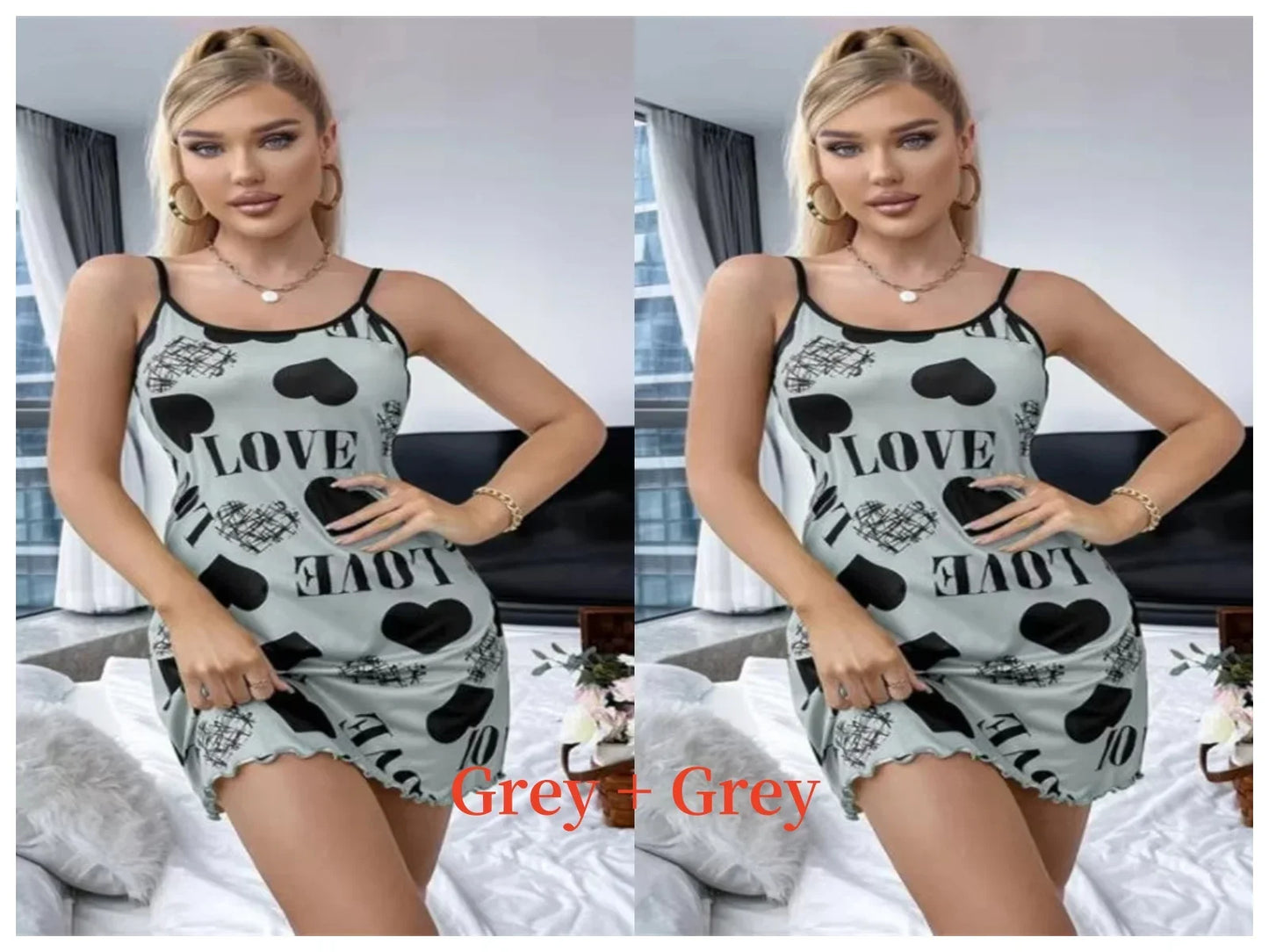 Women’s Cute Cartoon Nightgown - Sexy Halter Back Summer Pajamas & Home Wear Short Dress