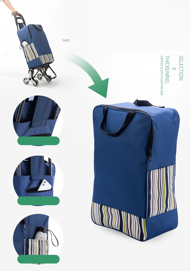 Lightweight Folding Grocery Shopping Trolley – Hand-Pull Cart for Household & Outdoor Travel