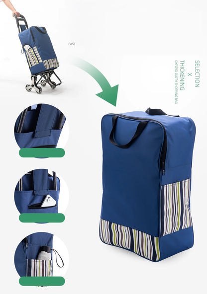 Lightweight Folding Grocery Shopping Trolley – Hand-Pull Cart for Household & Outdoor Travel