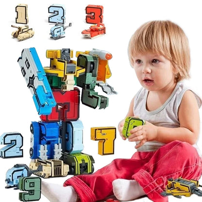 Transforming Robot Action Figure Set – Car Model Alphabet & Math Educational Deformation Toys for Kids Learning & Play