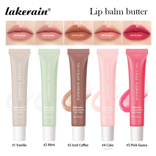 Summer Lip Balm Gloss - Moisturizing Vanilla Mint Scented Transparent Lip Oil Makeup
