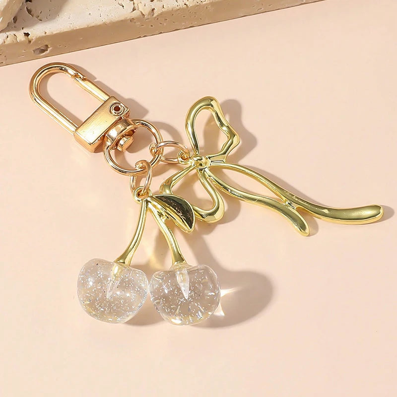 Red Cherry Pendant Keychain – Cute Multifunctional Bag & Car Key Accessory for Women