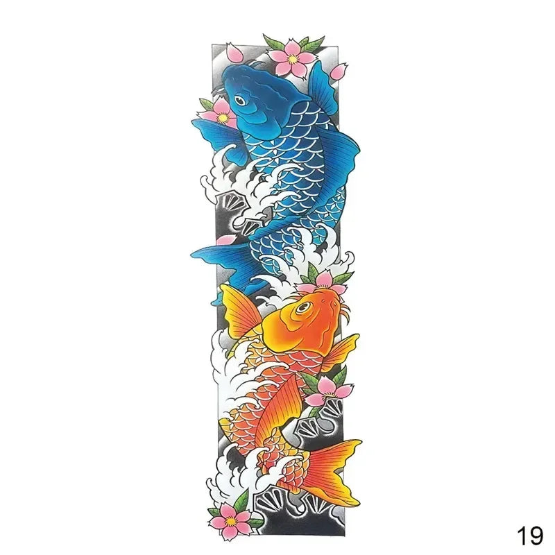 16 Designs Full Arm Temporary Tattoo Sleeves - Waterproof Body Art Stickers for Men & Women Fashion Style