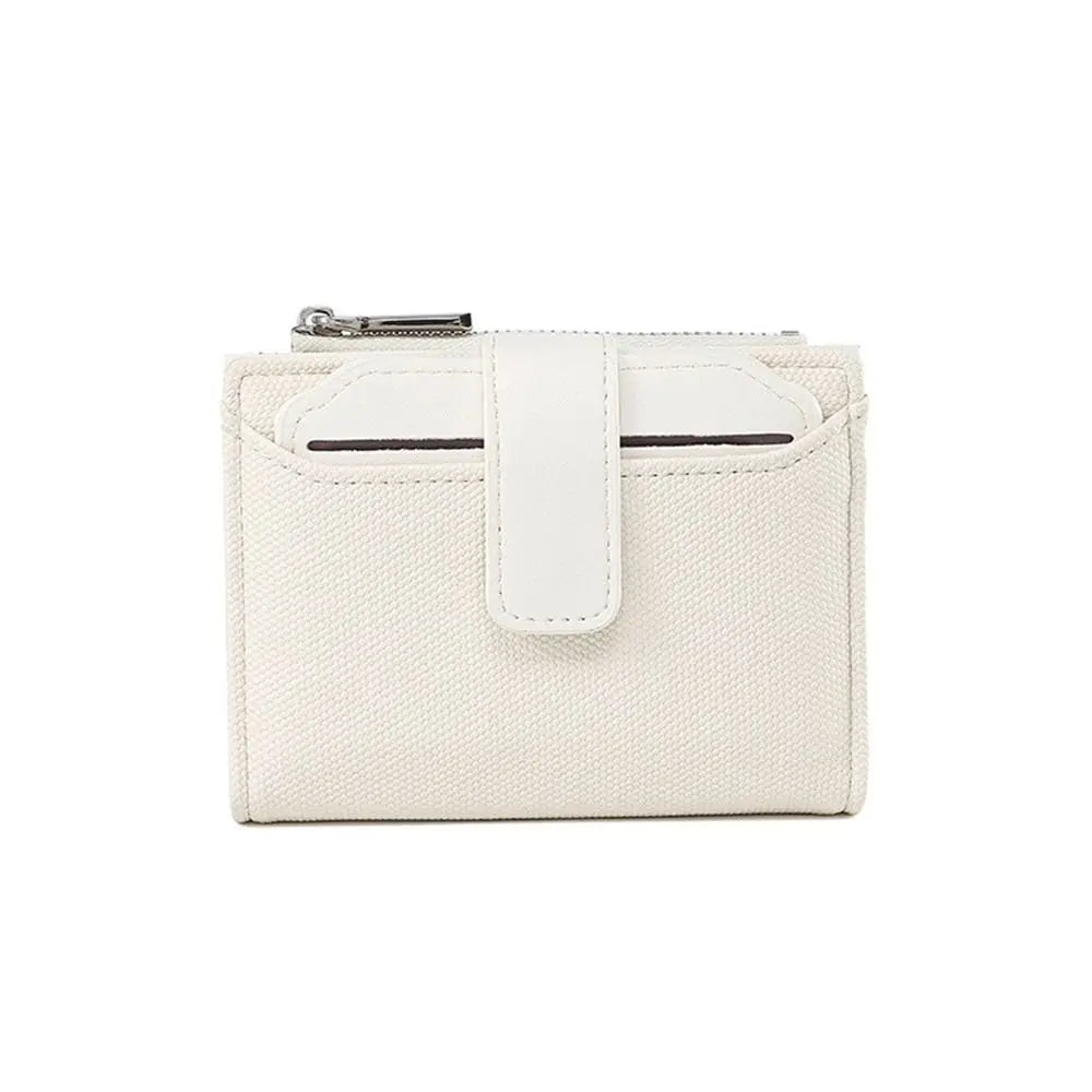 Fashionable Women’s Folding Short Wallet — High-Quality PU Leather Solid Color Purse with Zipper Coin Pocket & Card Holder