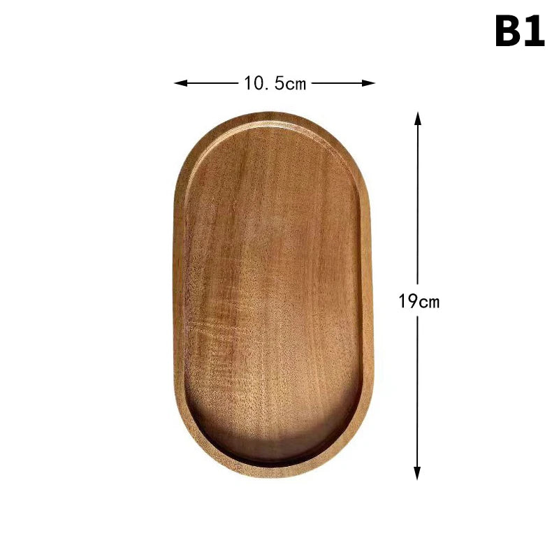 Solid Wood Round Dessert Plate – Japanese-Style Wooden Tray for Snacks, Dried Fruit & Tableware