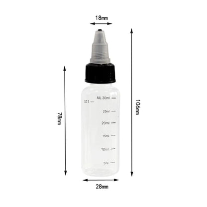30ml-500ml Empty Hair Dye Bottles — Measured Twist Cap Refillable Squeeze Containers