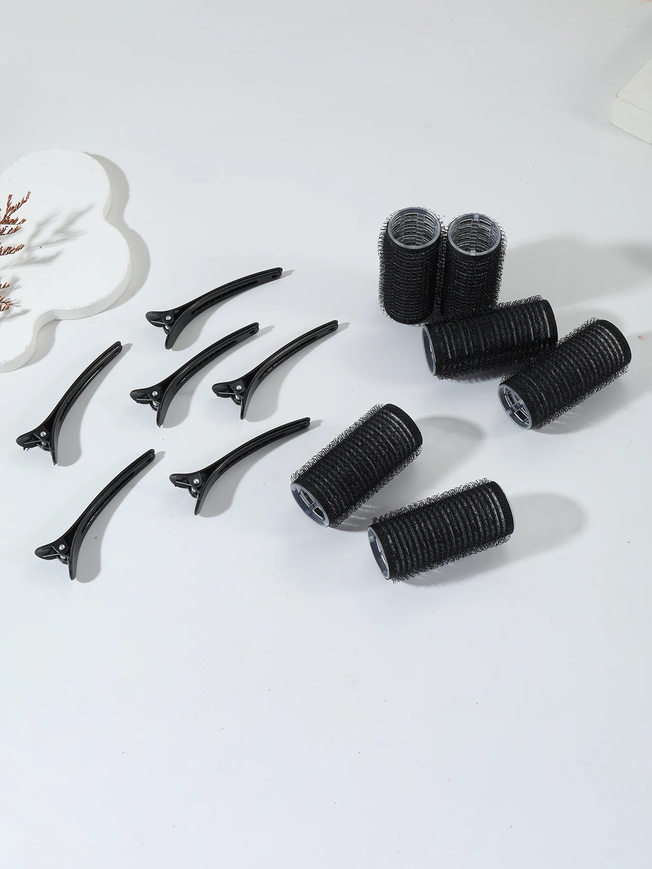 12pcs Air Bar Curling Iron Tube Set – Self-Adhesive Hair Rollers & Bangs Clips for Styling Real Hair & Wigs