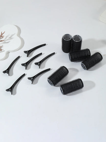12pcs Air Bar Curling Iron Tube Set – Self-Adhesive Hair Rollers & Bangs Clips for Styling Real Hair & Wigs
