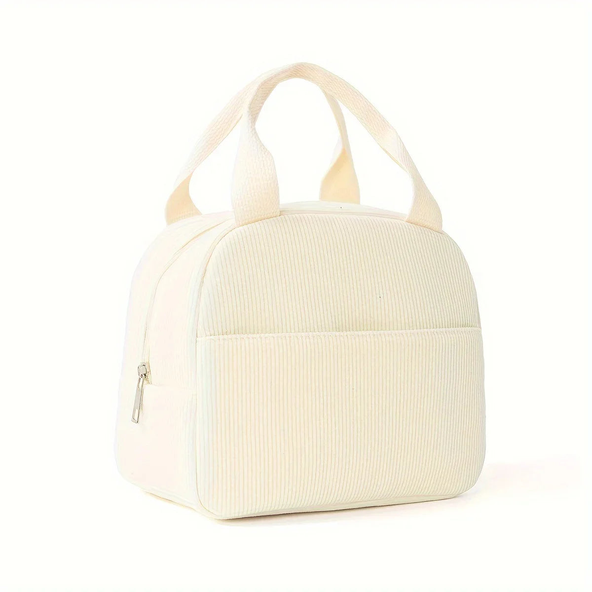 Reusable Thermal Insulated Bento Bag – Embroidered Corduroy Portable Lunch Bag for Kids, School, Travel, and Work Trips