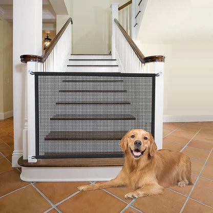 Pet Dog Barrier Fence – Folding Breathable Mesh Playpen with 4 Hooks for Safety, Isolation & Stairs Gate
