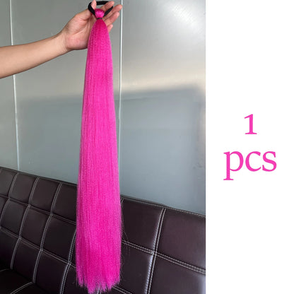 Synthetic Colorful Ponytail Extensions – Long Straight Braided Hairpieces with Rubber Band for Women