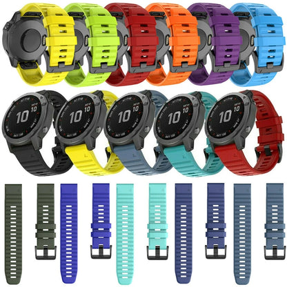 QuickFit Silicone Watch Strap 26mm 22mm for Garmin Fenix 7X 7 Pro 6X 6 5X 5 Plus 8 – Durable Replacement Sport Watchband