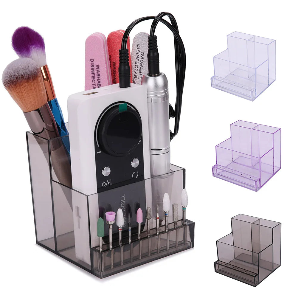 Clear Nail Drill Bit Holder - Transparent Display Box Organizer for Manicure Tools, Nail Art Accessories & Beauty Storage
