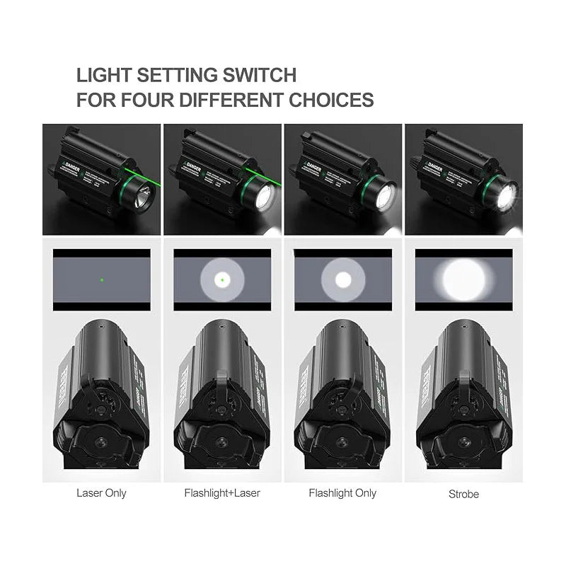 Feyachi Green/Red Laser Light Combo — 1000 Lumen LED Weapon Flashlight with Picatinny Rail Mount for Pistol & Rifle, Rechargeable