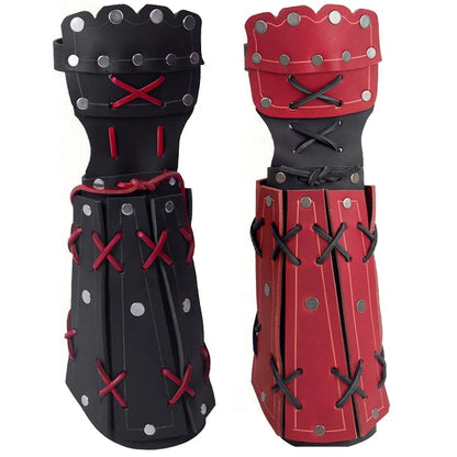 Medieval Ninja Samurai PU Leather Arm Bracer – Long Glove Viking Knight Cosplay Steampunk Gauntlet Wristband