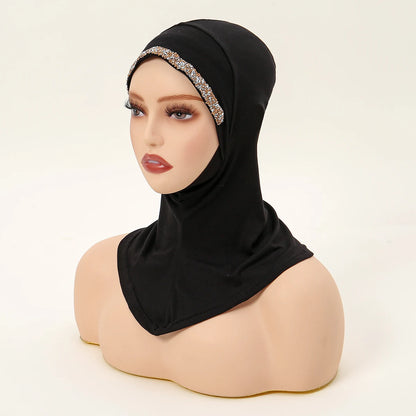 Women’s Modal Rhinestone Hijab Cap - Soft Muslim Turban Underscarf Bonnet for Secure Headwrap Styling