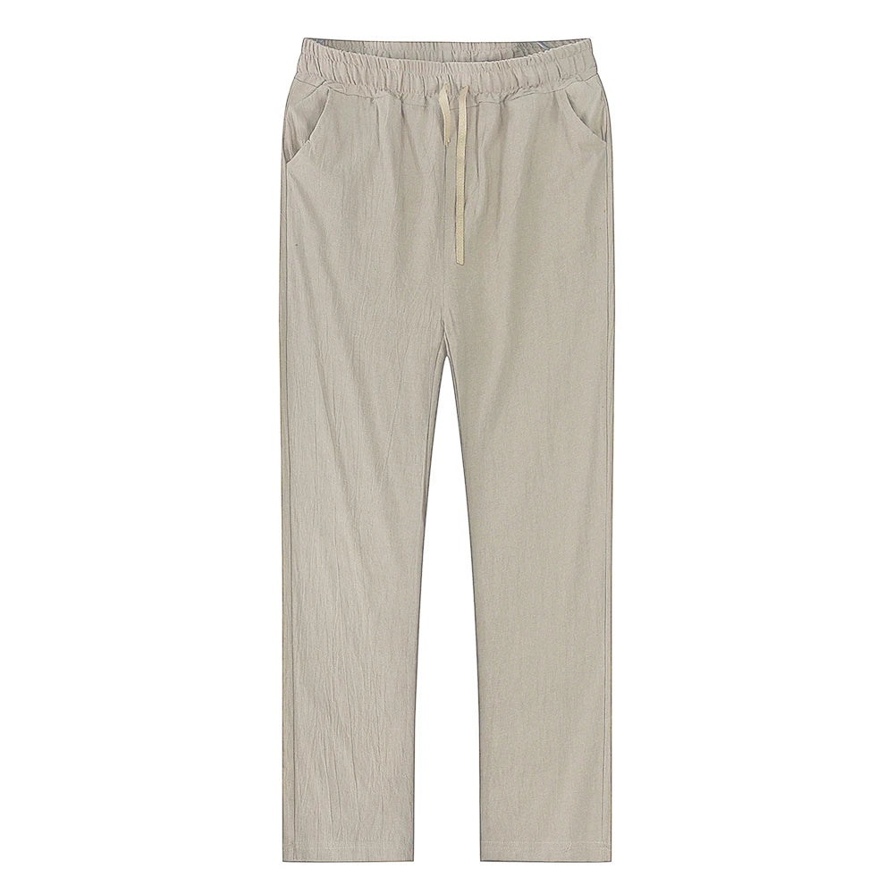 Men's Cotton Linen Pants – Breathable Solid Color Trousers for Autumn, Fitness & Streetwear, S-3XL