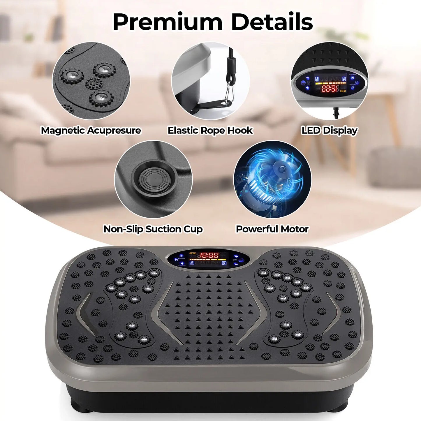 Vibration Plate Exercise Machine – Whole Body Fitness Platform with Loop Bands for Home Workout