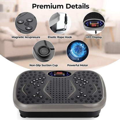 Vibration Plate Exercise Machine – Whole Body Fitness Platform with Loop Bands for Home Workout