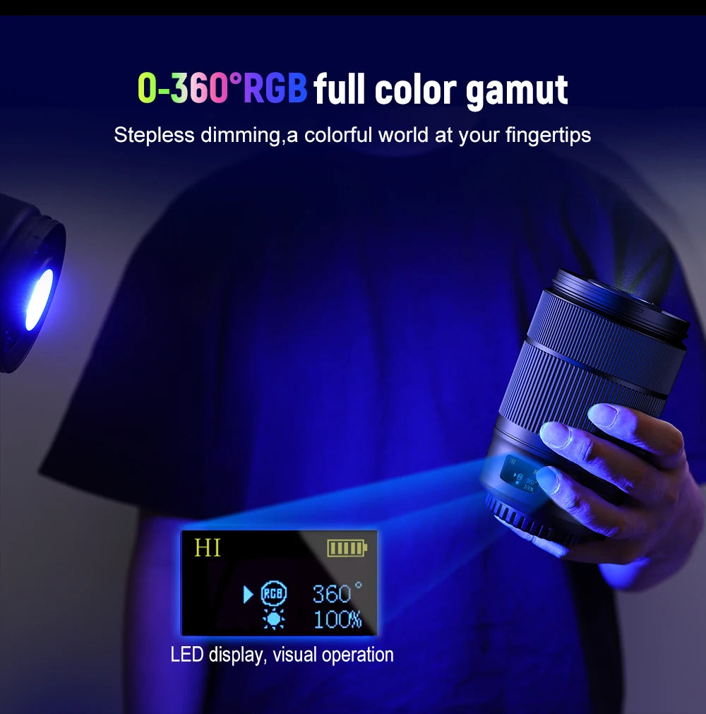 LUXCEO L60W L60RGB 60W RGB Video Fill Light - Portable Photography & Video Light with 2500mAh Battery for Camera Studio & Outdoor Use