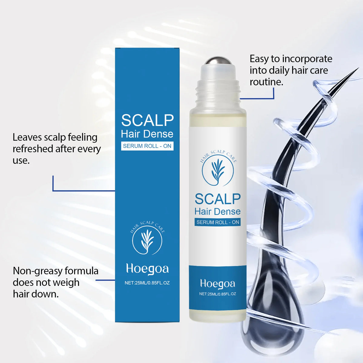 Rosemary Hair Growth Essence with Massage Roller - Scalp Nourishing Serum for Stronger, Fuller-Looking Hair