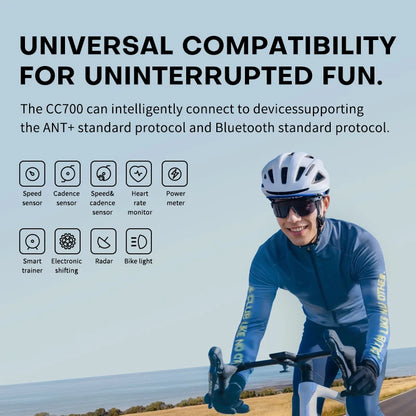 GEOID CC700 GPS Bike Computer - 2.8-Inch Color Screen Cycling Speedometer with Route Navigation, WiFi & Waterproof Design