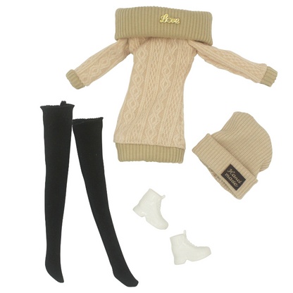 30cm Thin Doll Casual Outfit – 4-Piece Sweater Suit Set for Girls DIY Dress-Up Doll Accessories