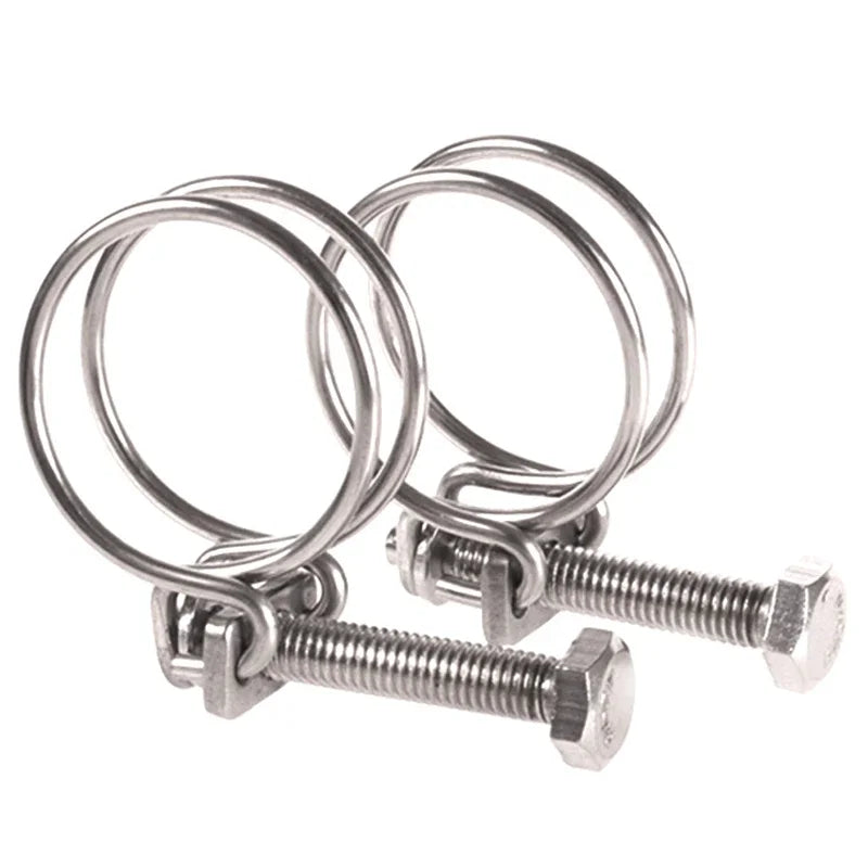304 Stainless Steel Double Wire Throat Hoop – Adjustable Clip for UPVC Hose, Water & Ventilation Pipes