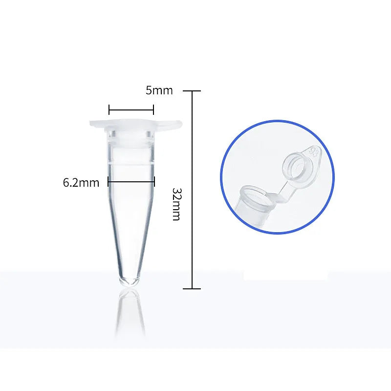 50PCS Micro 0.2ml Centrifuge Tubes – Transparent Plastic Test Tube Containers with Lids for Lab Use