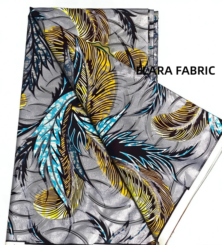 African Golden Glitter Wax Fabric - Soft Cotton Ankara Batik Print Material for Uniforms