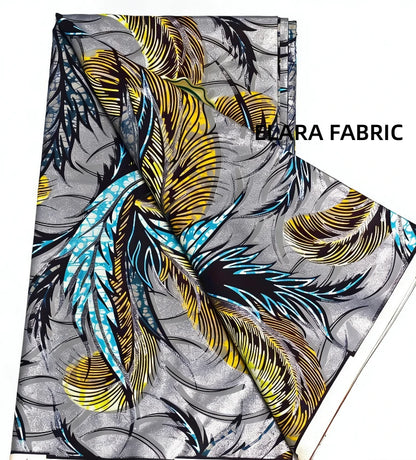 African Golden Glitter Wax Fabric - Soft Cotton Ankara Batik Print Material for Uniforms