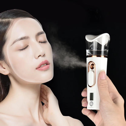 Handheld Nano Mist Sprayer Facial Steamer – Mini Portable Hydrating Skin Care Humidifier with LED Display Nebulizer Beauty Device