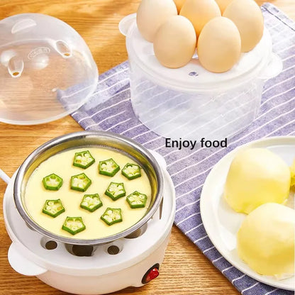 Multifunctional Electric Egg Cooker – Double-Layer Mini Steamer & Poacher for Easy Breakfast Cooking