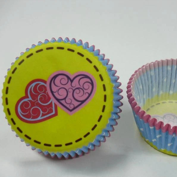 100PCS Animal Print & Pink Heart Cupcake Liners – Zebra, Leopard & Cow Pattern Muffin Baking Cups for Weddings & Parties