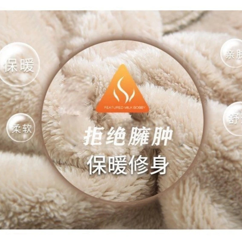 Women's Plush Thick Casual Pants - Fleece Corduroy High Waist Leggings for Autumn/Winter - Warm Pencil Trousers