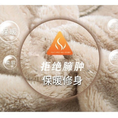Women's Plush Thick Casual Pants - Fleece Corduroy High Waist Leggings for Autumn/Winter - Warm Pencil Trousers