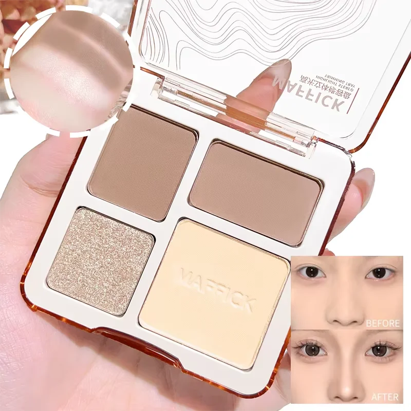 3D Face Contour Palette - Four Color Highlight & Matte Sculpting Makeup for Long-Lasting Brightening Definition
