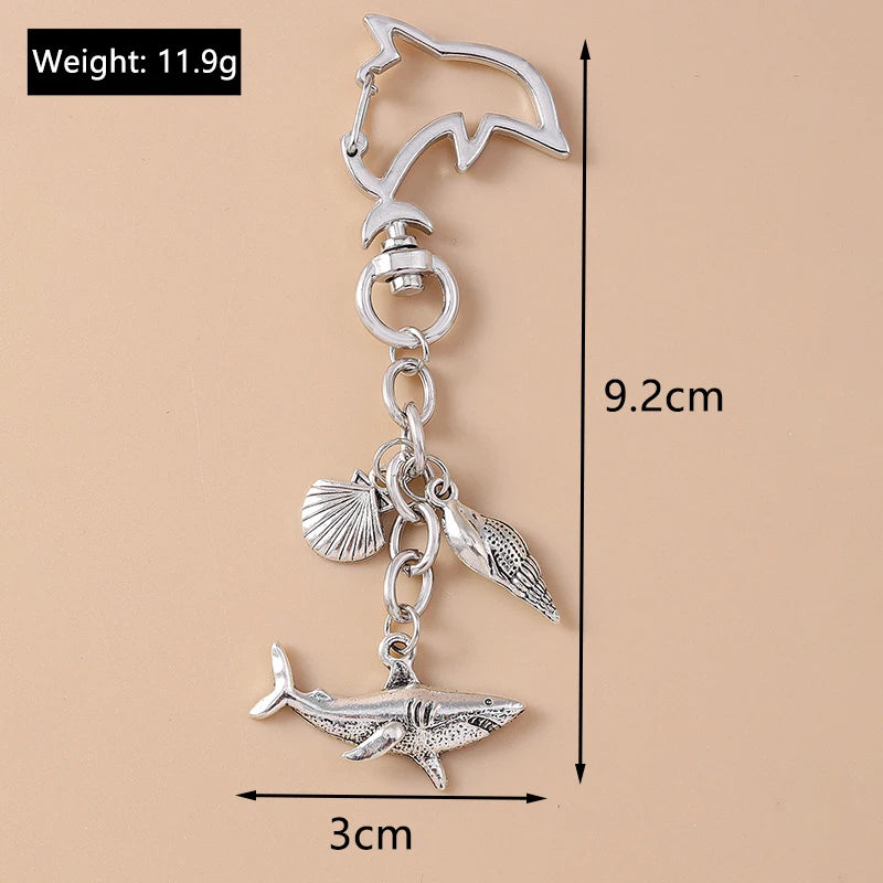 Summer Beach Shell Keychain – Octopus and Starfish Marine Life Pendant for Women, Girls, Handbag Decor, and Gifts