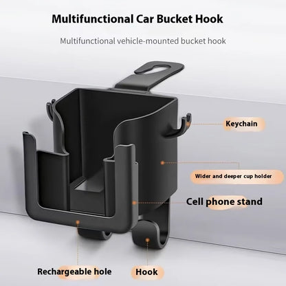 2-Pack Car Seat Back Organizer – Cup Holder, Hook & Phone Bracket Rear Storage for Water Bottle, Phone & Car Interior Accessories