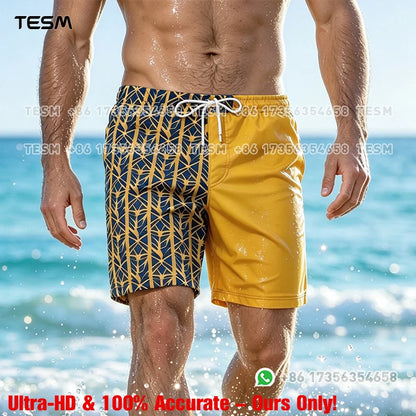 Men’s Lion Print Beach Shorts - Casual Summer Vacation & Sports Running Shorts