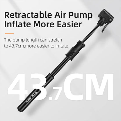 WEST BIKING Mini Bicycle Pump - Portable Aluminum Alloy Tire Inflator for MTB Road Bike Schrader Presta Valve