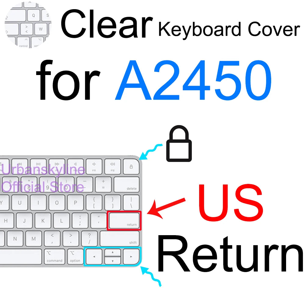 iMac Magic Keyboard Cover - Silicone Protective Skin for Apple A2449, A2450, A2520, A1644, A1843, A1314 & A1243