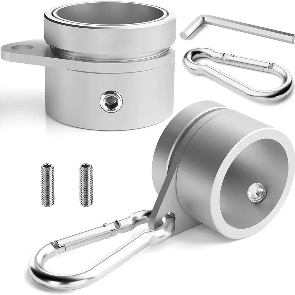 2-Piece Aluminum Flagpole Rings with Carabiners - 360° Rotating Anti-Wrap Mounting Clips for 0.75–1 Inch Flag Poles