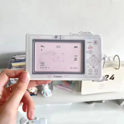 Cartoon Camera Photocard Holder - 3 Inch Idol Photo Storage Binder Case with Keychain for Collectors & Fans