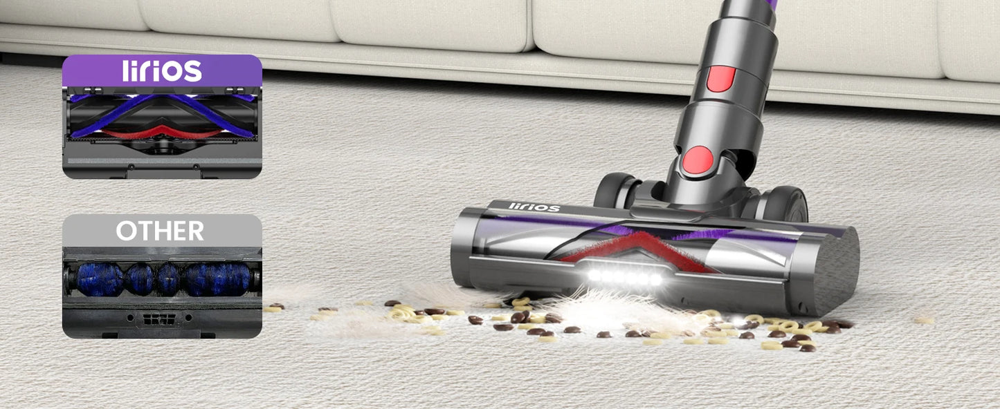550W Cordless Vacuum Cleaner - 45KPa Suction, 65 Min Runtime, Low Noise, LED Screen, Wall Mount Charging for Home