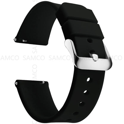 Silicone Quick Release Watch Bands 14–24mm for Samsung Galaxy, Garmin & Huawei - Soft Rubber Replacement Watch Straps