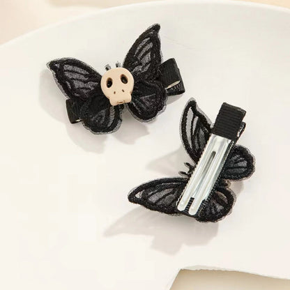 Black Lace Skull Hair Clips - Gothic Style Edgy Hair Accessories for Women