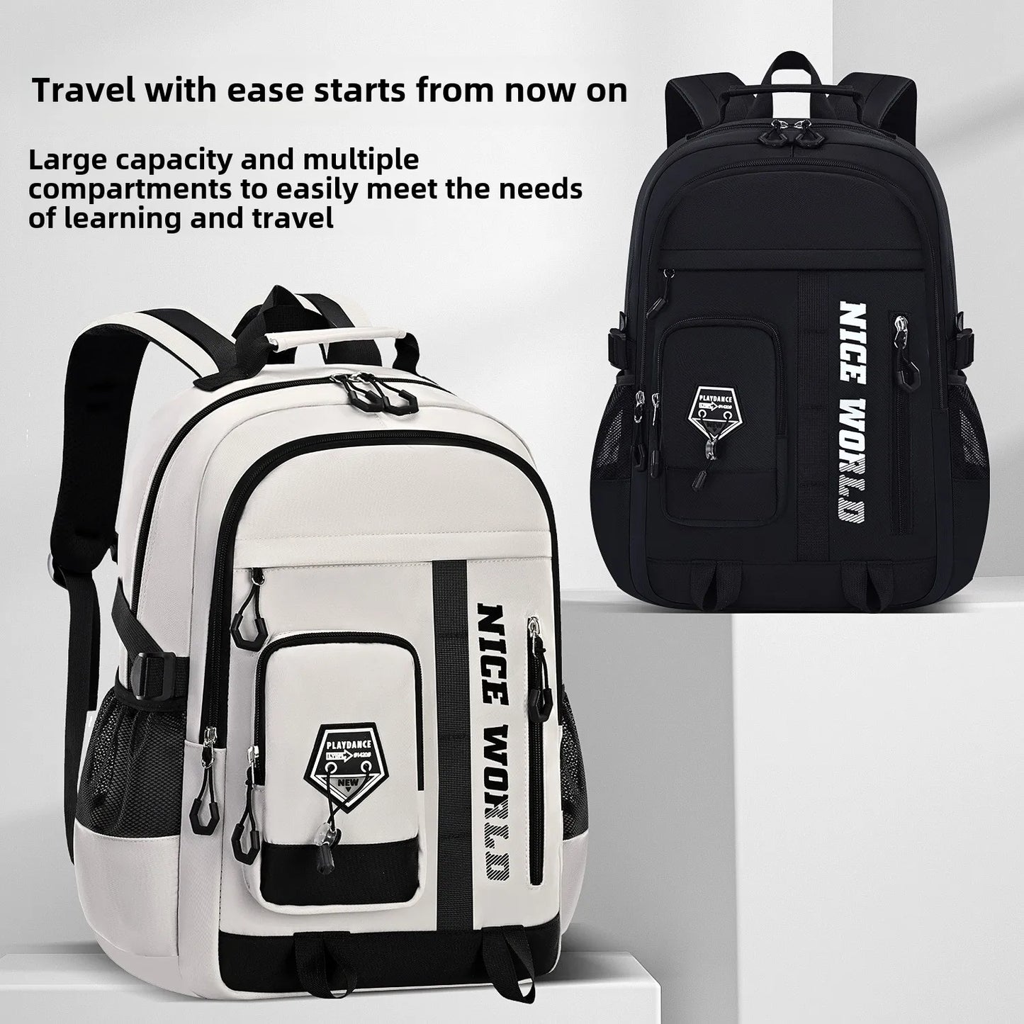 Cool Large Teenage School Backpack for Boys & Girls, Multi-Pocket Student Bookbag for Middle, High School & College